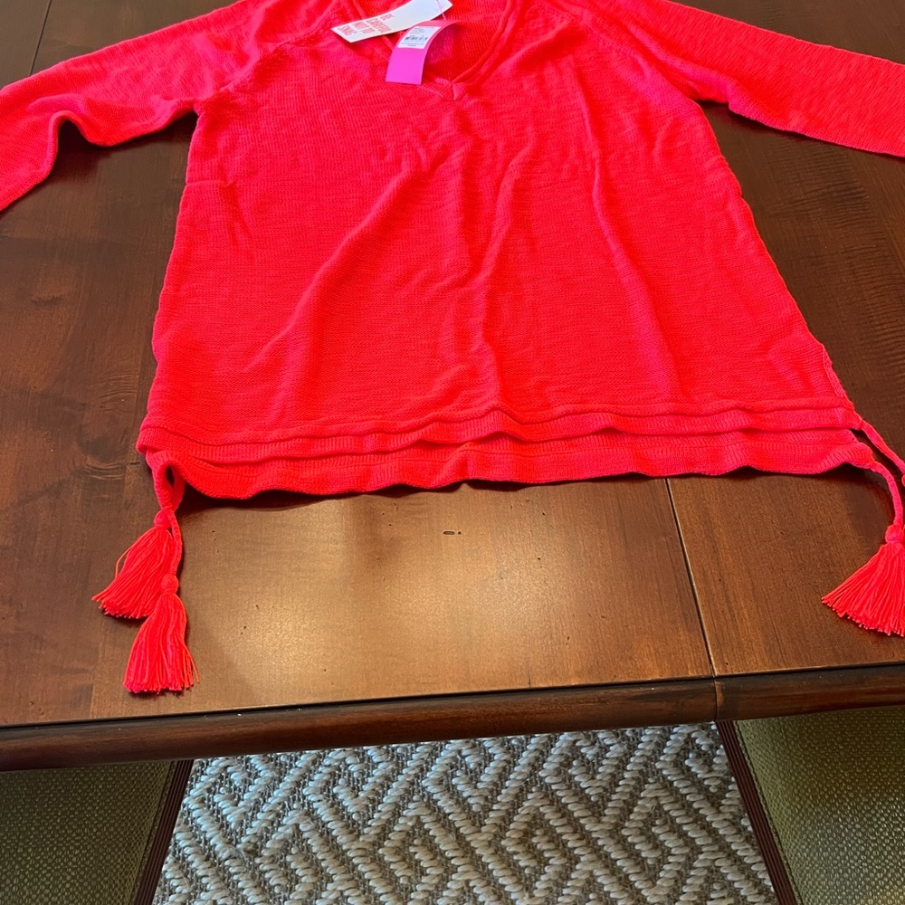 Lilly Pulitzer Coral V Neck Jody Sweater Size Medium NWT